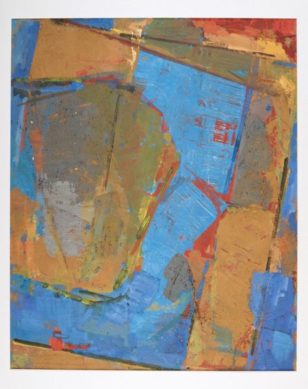 Johannes Müller – Blaues-Segment auf Goldocker, 1997.